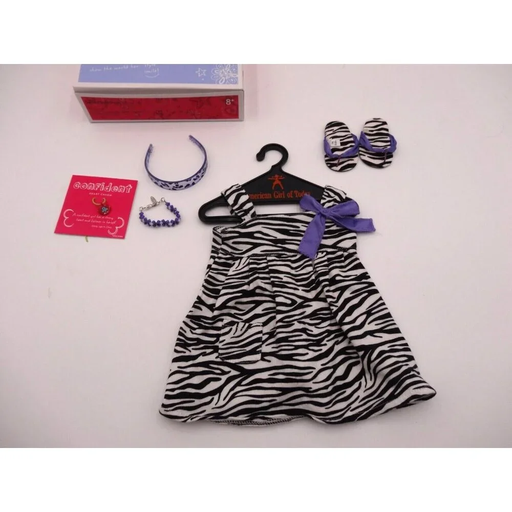 American Girl SAFARI SUNDRESS RETIRED NEW In Box Dress Charm Hanger Sandals Head